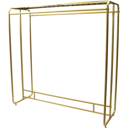 Modern Clothes Retail Heavy Duty Garment Racks,Metal Clothing Store Hanger Storage Shelves,Floor-Standing Display Rack for Laundry Drying Rack Display Racks Garment Racks (Gold Double Rod,59"H)