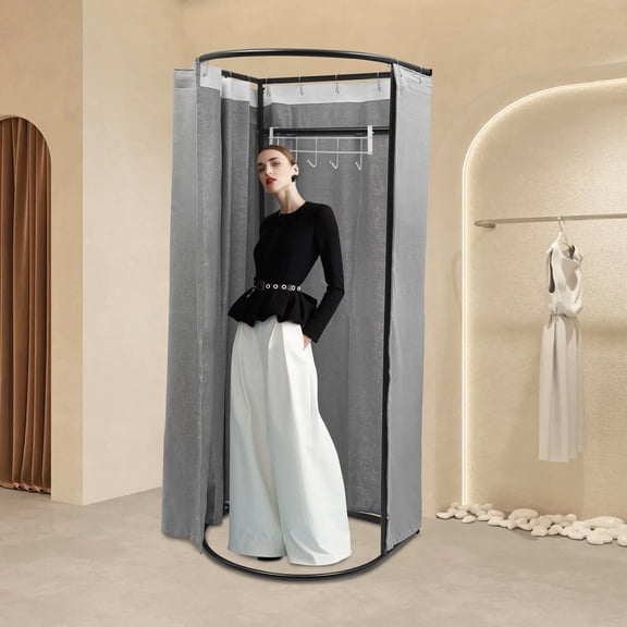 Modern Clothing Store Fitting Room 1 People Capacity Modern Grey Fitting Room, Fitting Room with Shading Curtain