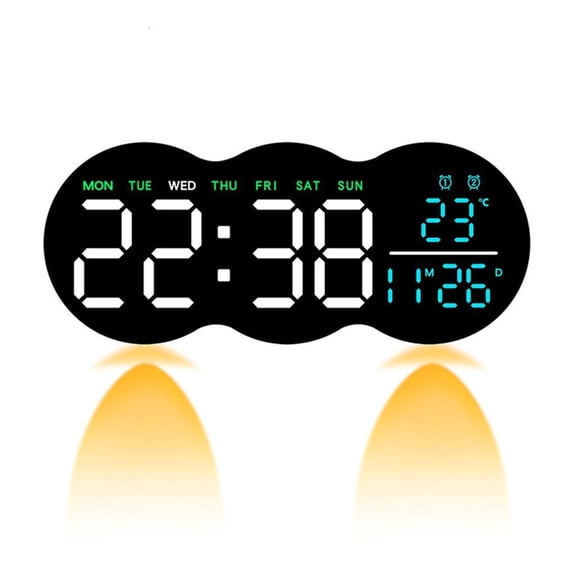 Modern Cloud Shape LED Digital Wall Clock with 2 Alarms Remote Control Bottom Spotlight and Timer for Home Office Decors