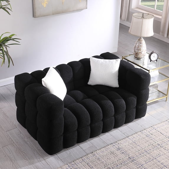 Modern Cloud Sofa with Pillows, 2-Seater Upholstered Fabric Sofa Couch Boucle Sofa