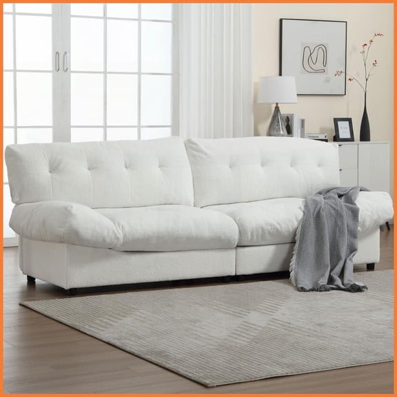 Modern Cloud-Style 2-Seater Teddy Velvet Sofa – Comfy Padded Couch for Living Room