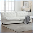 thumbnail image 1 of Modern 2-Seat Cloud Sofa – Teddy Velvet Fabric for Living Room/Apartment | White | Polyester | Cushion Back, 1 of 21
