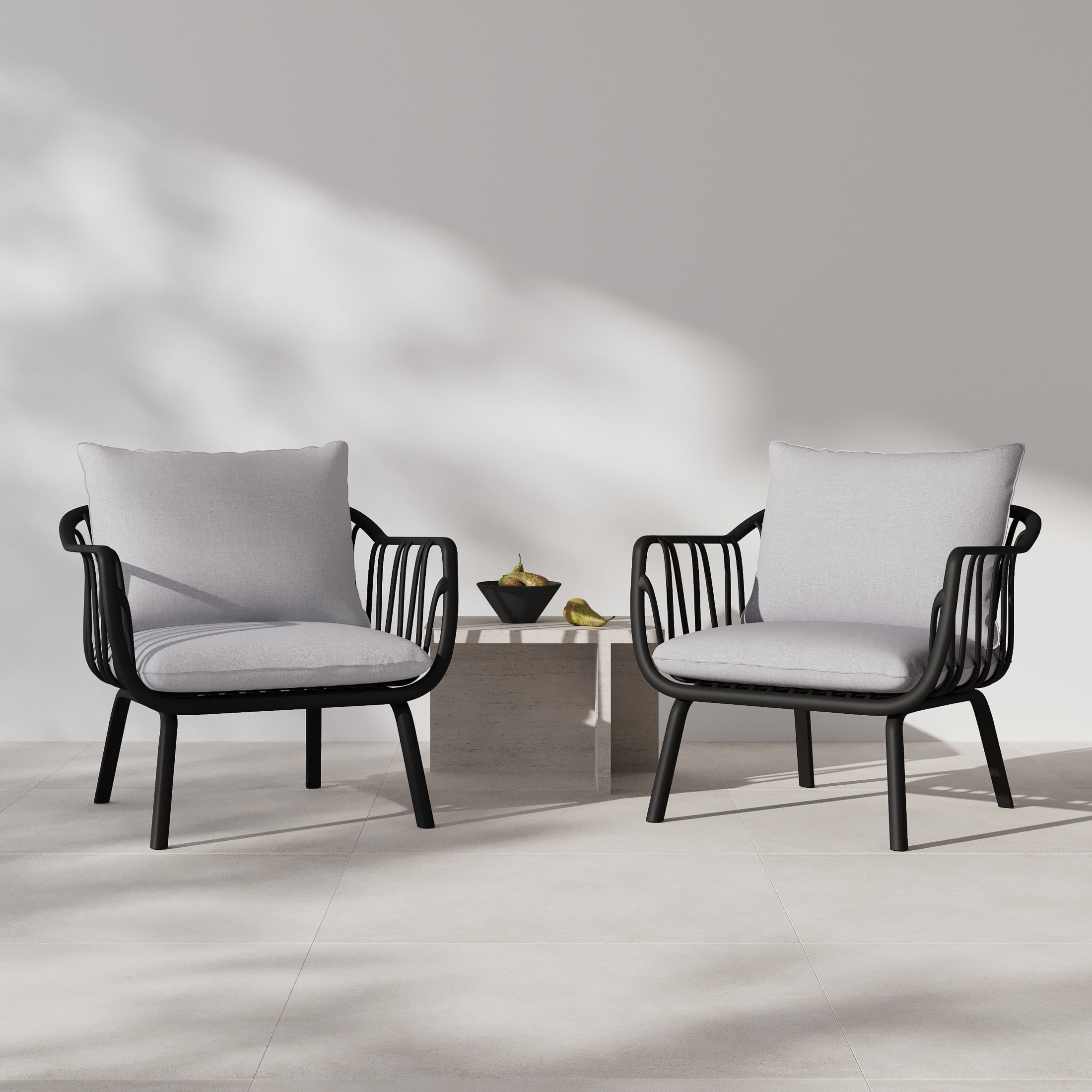 Modern Club Chairs, PP, Grey (Set of 2)