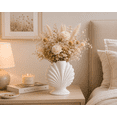 thumbnail image 1 of Modern Coastal Shell Vase, Decorative White Ceramic Look Vase for Pampas Grass & Dried Flowers, Elegant Tabletop Home Decor for Living Room, Bedroom, Entryway & Shelf, 1 of 8