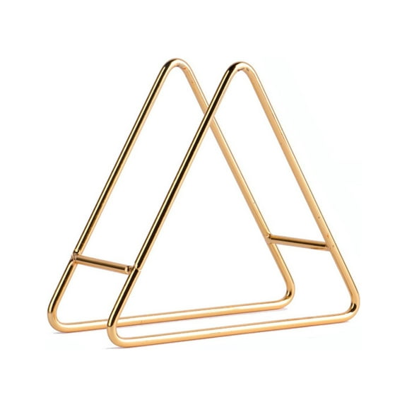 Modern Coaster Holder Triangle Gold Iron Metal Coaster Holder Mail Holder DVD Disc Holder Storage Caddy for Both Round and Square Coasters Fit 4 to 9 Pieces Coasters, 6Inch