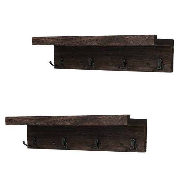 Modern Coat Rack, Set of 2 Wall Mounted Espresso Brown