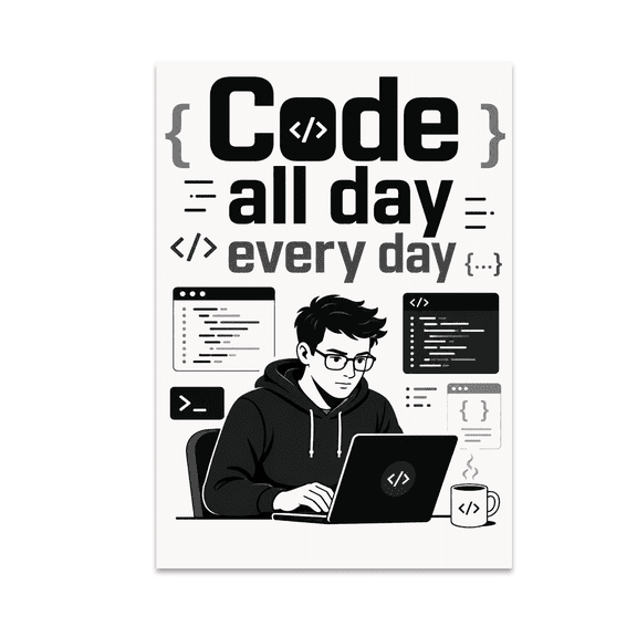 Modern Coder Wall Decor - Coding Enthusiast - 13x19 Poster Print