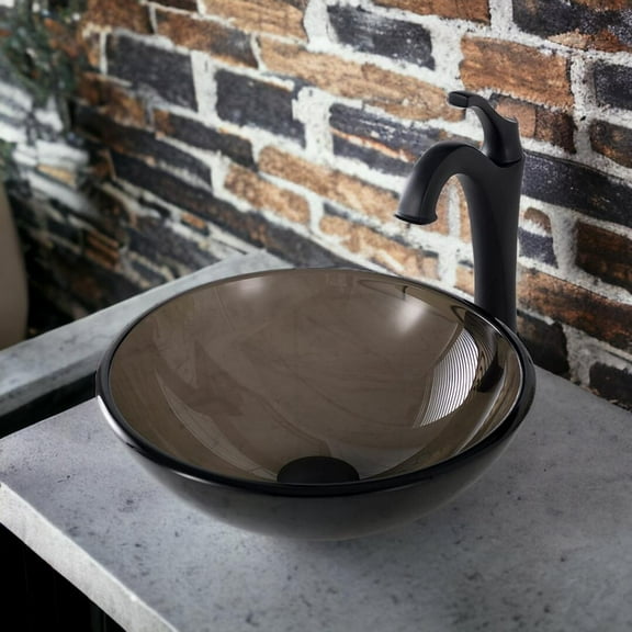 Modern Coffee Color Glass Vessel Sink Above Counter Bathroom Vanity Bowl Brown