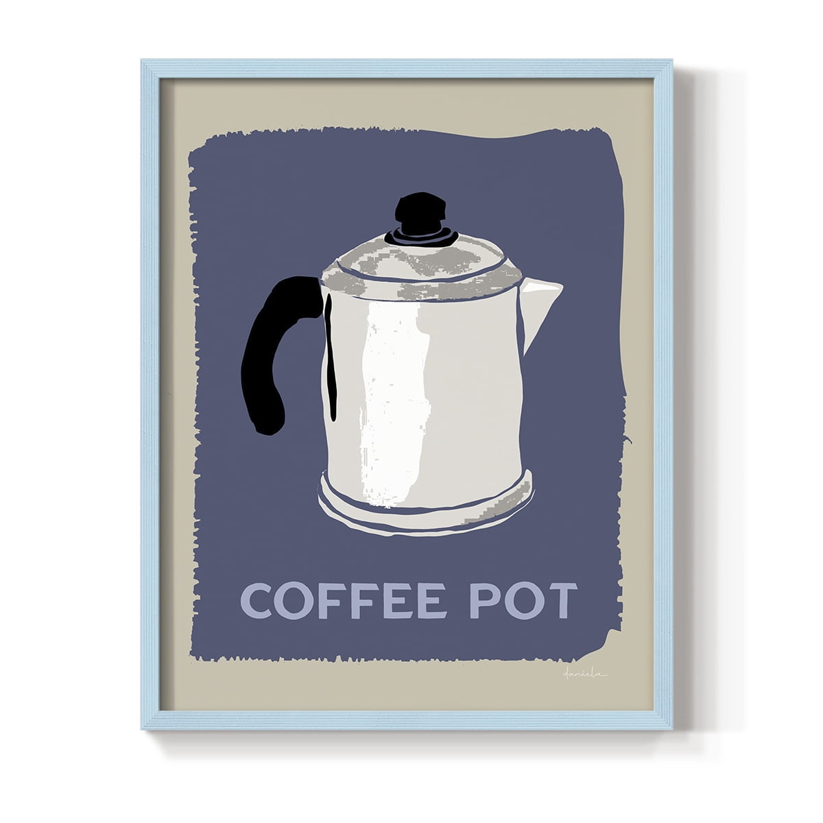 Modern Coffee I in Blue Solid Wood 11 x 14 Framed Print