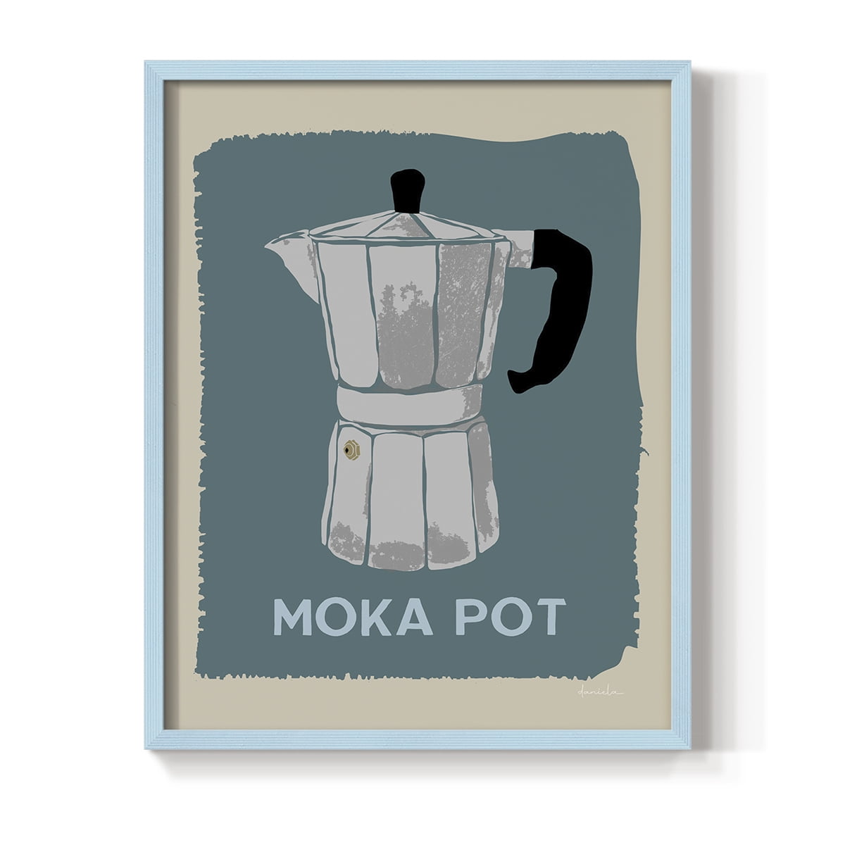 Modern Coffee II in Blue Solid Wood 11 x 14 Framed Print