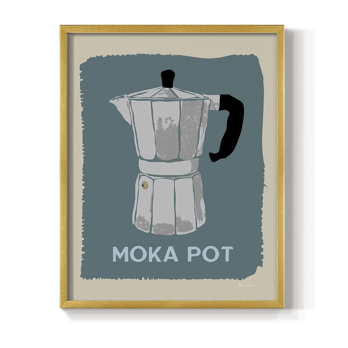 Modern Coffee II in Gold Solid Wood 8 x 10 Framed Print