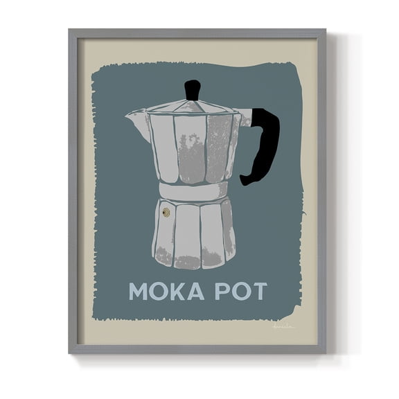 Modern Coffee II in Gray Solid Wood 22 x 28 Framed Print