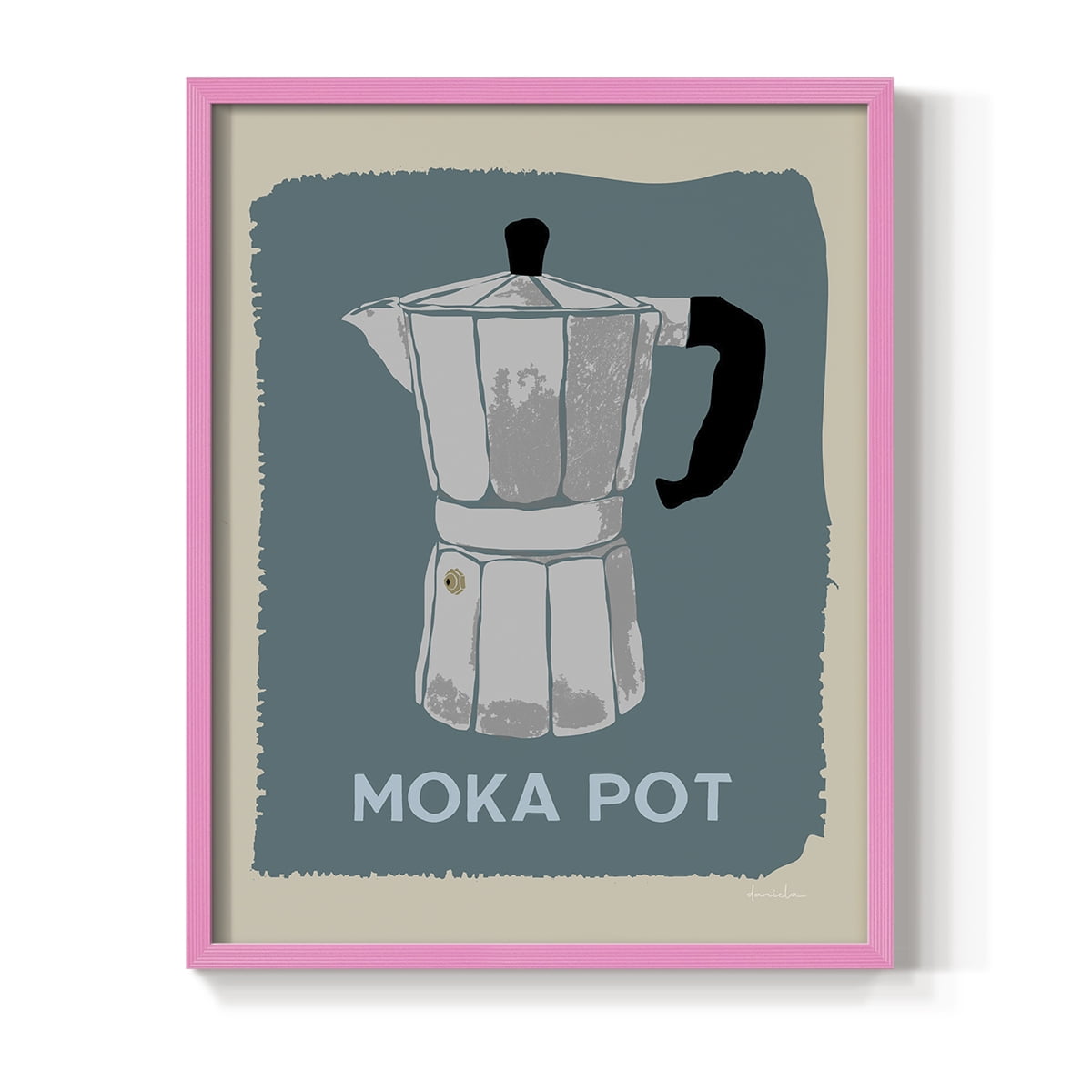 Modern Coffee II in Pink Solid Wood 11 x 14 Framed Print