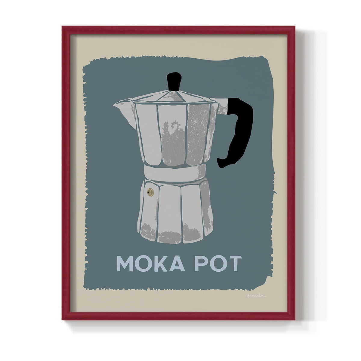 Modern Coffee II in Red Solid Wood 8 x 10 Framed Print