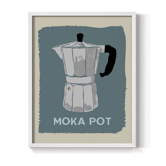 Modern Coffee II in White Solid Wood 11 x 14 Framed Print