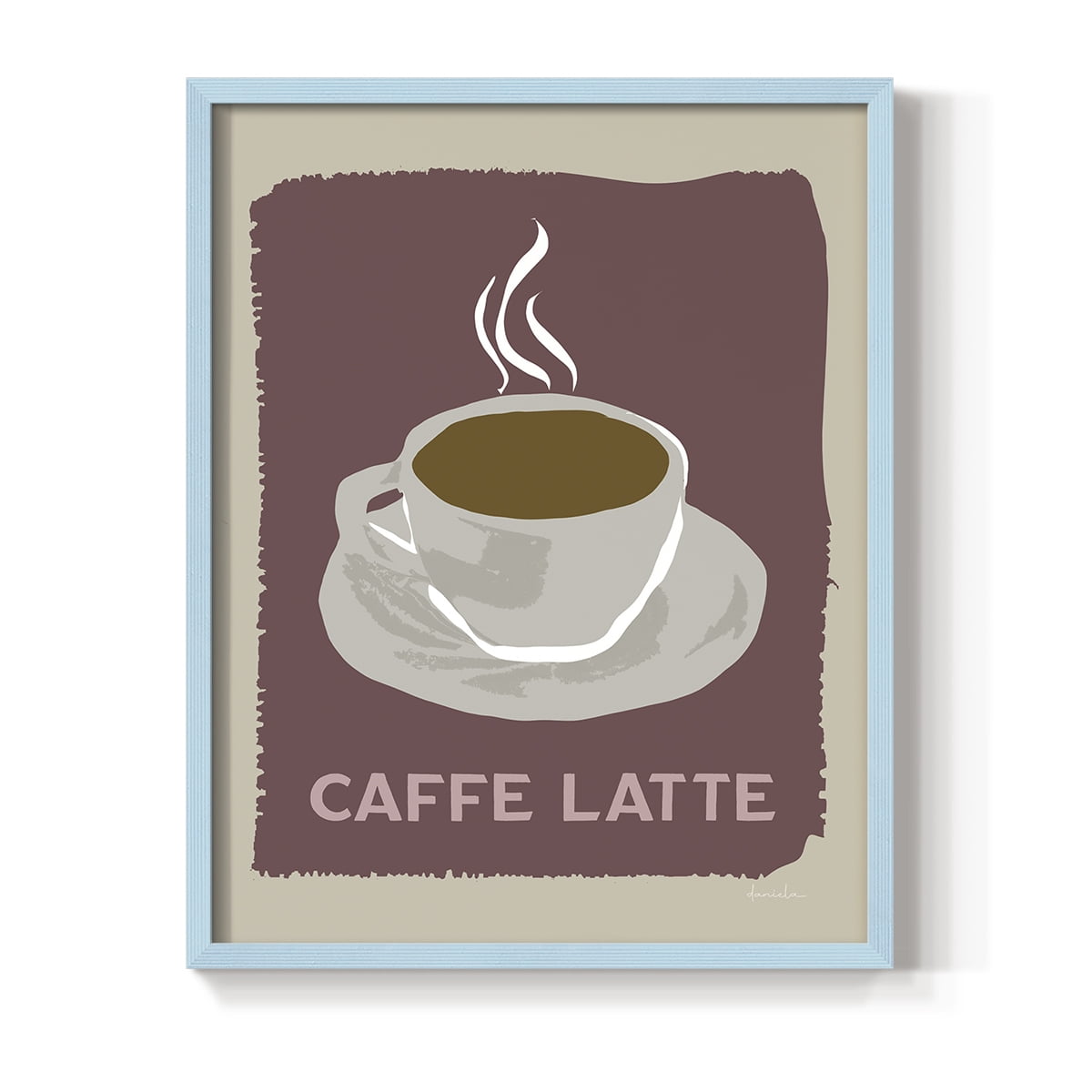 Modern Coffee III in Blue Solid Wood 8 x 10 Framed Print