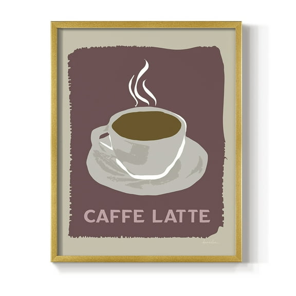Modern Coffee III in Gold Solid Wood 16 x 20 Framed Print