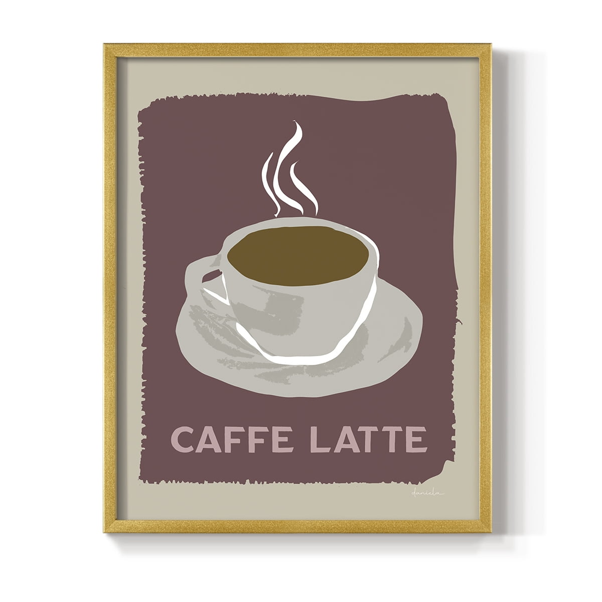 Modern Coffee III in Gold Solid Wood 8 x 10 Framed Print