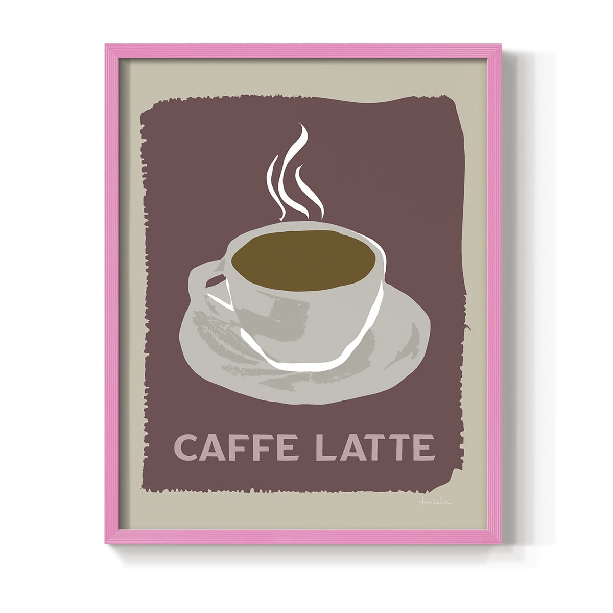 Modern Coffee III in Pink Solid Wood 11 x 14 Framed Print
