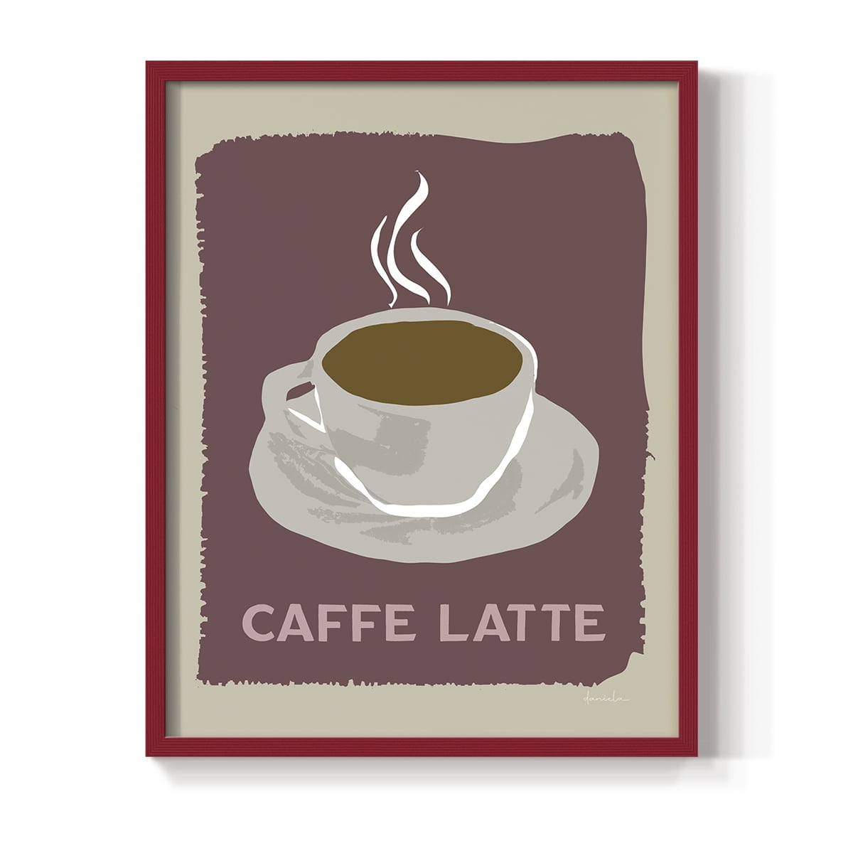 Modern Coffee III in Red Solid Wood 8 x 10 Framed Print