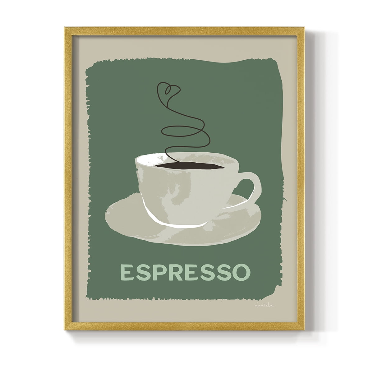 Modern Coffee IV in Gold Solid Wood 8 x 10 Framed Print