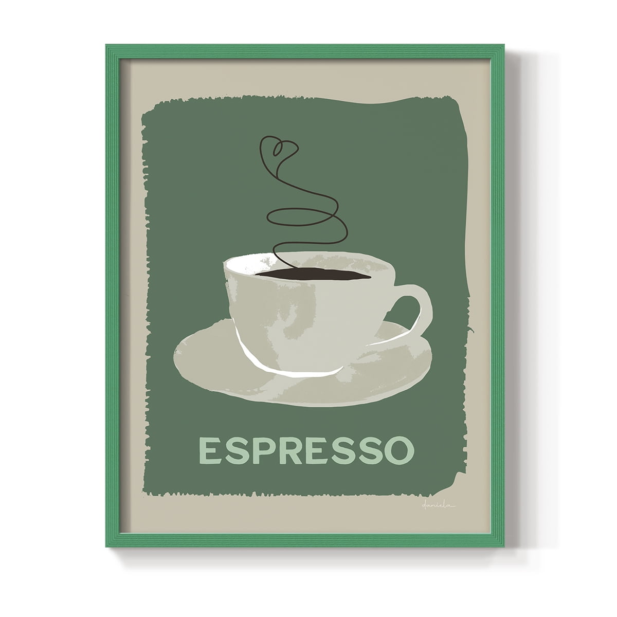 Modern Coffee IV in Green Solid Wood 11 x 14 Framed Print