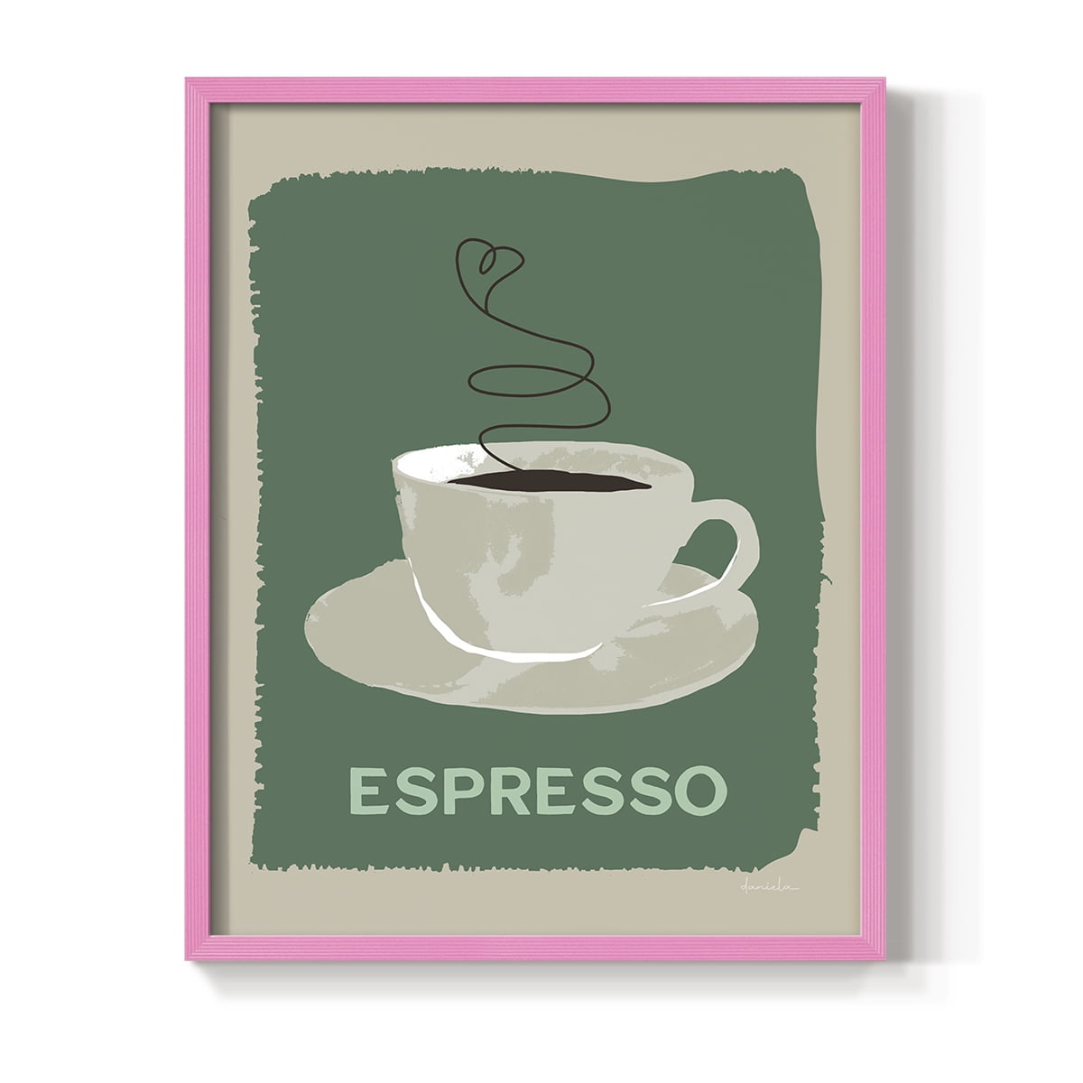Modern Coffee IV in Pink Solid Wood 8 x 10 Framed Print