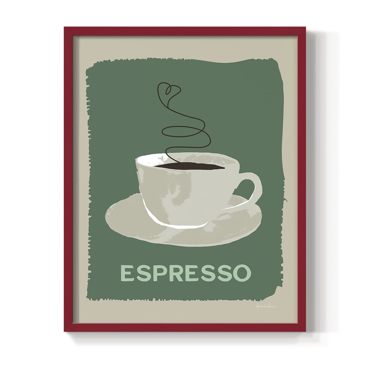 Modern Coffee IV in Red Solid Wood 8 x 10 Framed Print