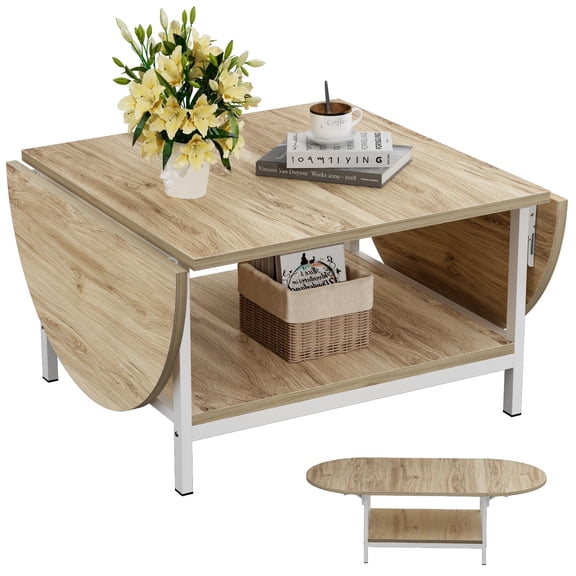 Modern Coffee Table 2-tier Extended Tables For Living Room Small With Storage White Center Large Or Spaces  Foldable Oak