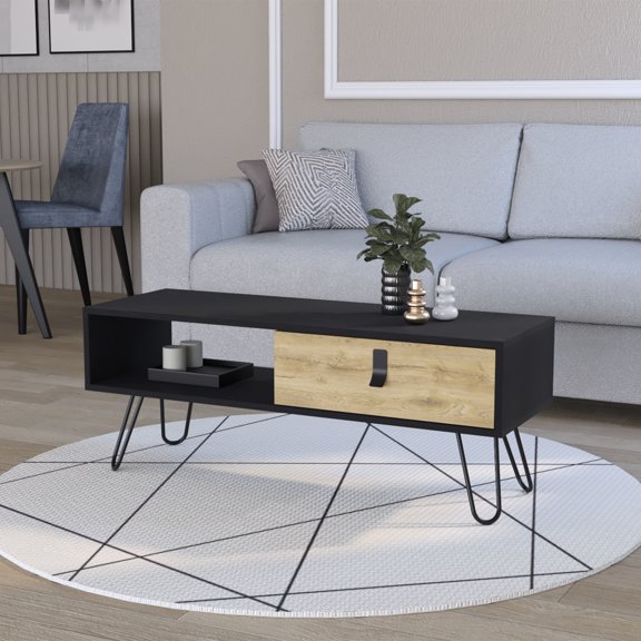 Modern Coffee Table, Engineered Wood With Hairpin Legs And Cabinet, Living Room Style Elegant Storage Options, Adds Charm To