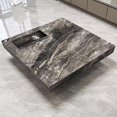 thumbnail image 1 of Modern Coffee Table for Living Room, 43.31" Square Living Room Table, Gray Sintered Stone Coffee Table with Black Metal Legs, Oversized Center Table Tea Table for Home Office, 1 of 5
