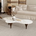 thumbnail image 1 of Modern Coffee Table for Living Room, 54.72" Irregular Cloud Coffee Table with Sintered Stone Top, Unique Living Room Table with 3 Metal Legs, Long Center Table Tea Table for Home Office, 1 of 4