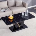 thumbnail image 1 of Modern Coffee Table for Living Room, Luxury Faux Marble Desktop Rectangular Center Table Tea Table for Home Office Reception Waiting Area, 47.24''D x 25.59''W X 18.11''H, 1 of 10