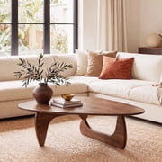 Modern Coffee Table, Mid Century Triangle Coffee Table for Living Room Bedroom Reception Office Tables, Walnut