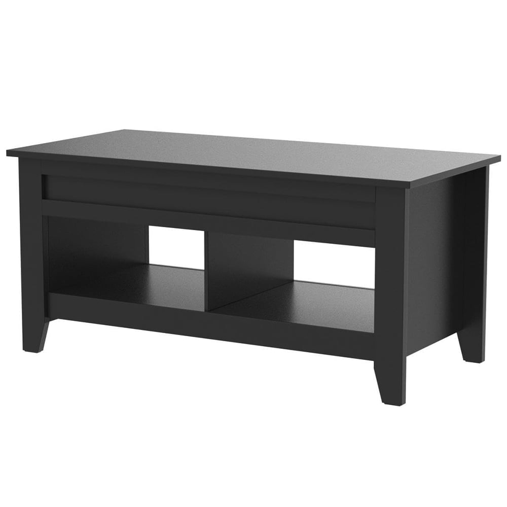 Modern Coffee Table with Storage Shelf and Hidden Compartment, Living