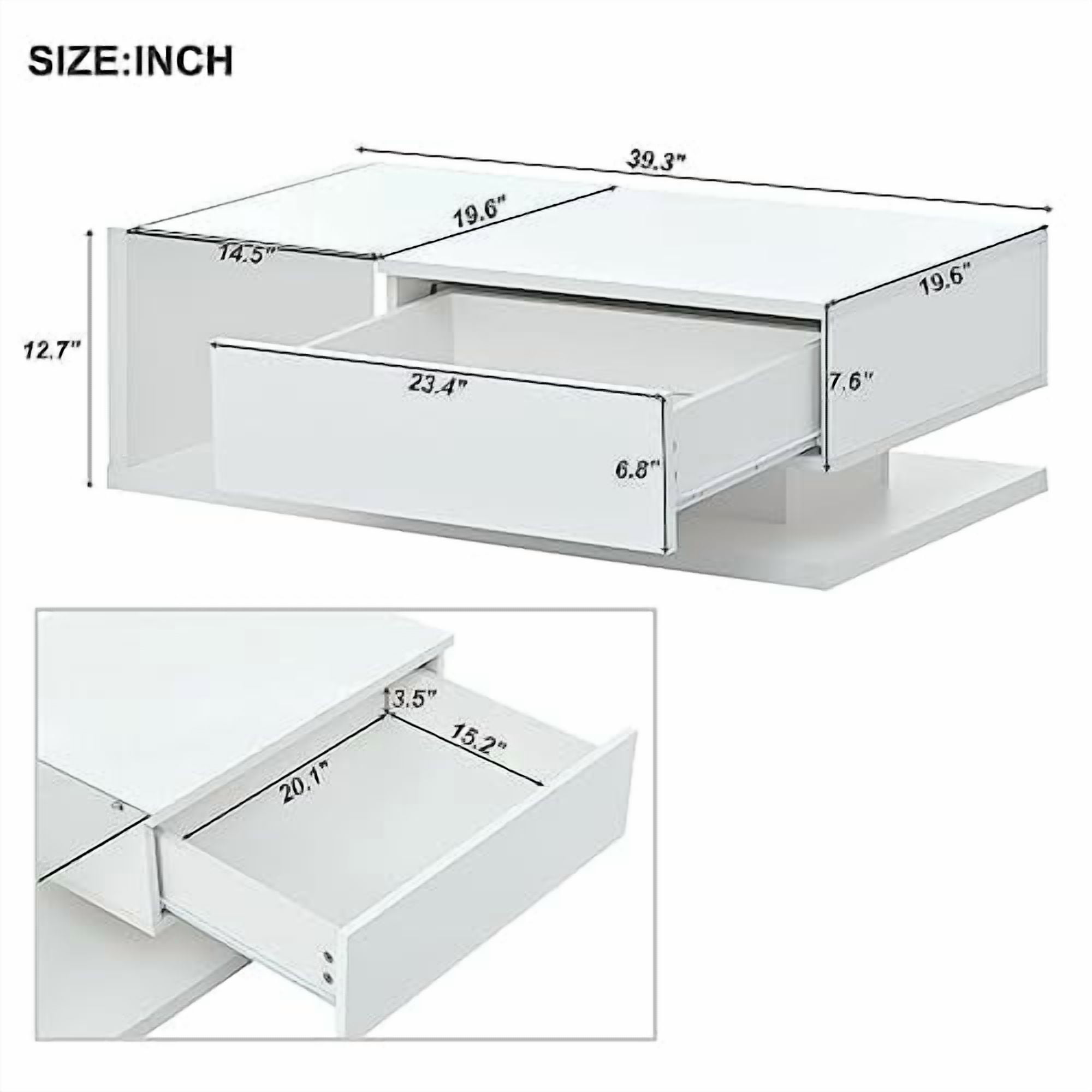 Modern Coffee Table with Tempered Glasstop, Wooden Cocktail Table with ...
