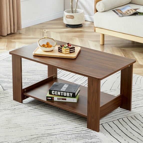 Modern Coffee Table With SolidLegs 2Rectangle Center Table For Living RoomFarmhouse Coffee Table