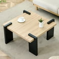 thumbnail image 1 of Modern Coffee Table for Living Room Office and Leisure Area,31” Natural MDF Wood & Black Center Table, 1 of 8