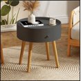 thumbnail image 1 of Modern Coffee Table with Drawer, Bedside Table, Sofa Side Table, Oak Table Legs, Suitable for Living Room and Bedroom,Gray, 1 of 10