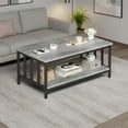 thumbnail image 1 of Modern Coffee Table with Storage - 2-Tier Grey Wash Farmhouse Design, 1 of 7