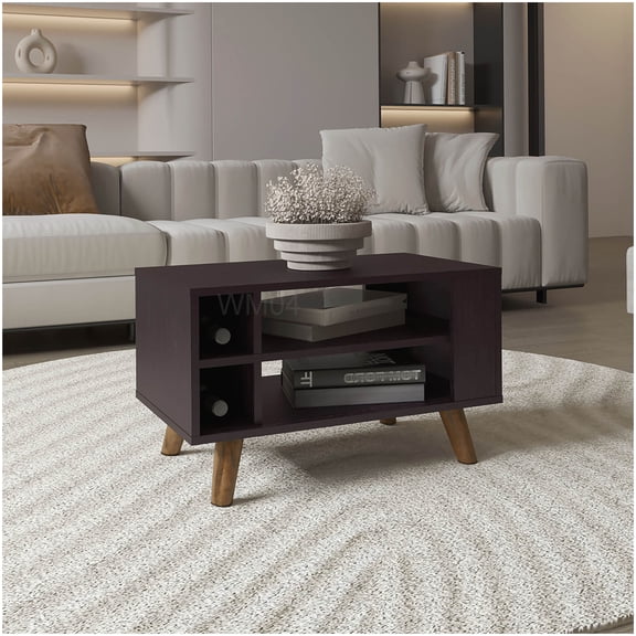 Modern Coffee Table with Storage, Black Shawnee Console Table for Living Room Decor