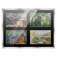 thumbnail image 1 of Stainless Steel Silver Wood Finish Collage Frame - Black Mat, Holds Four 4x6 Photos , UV Acrylic,, 1 of 8