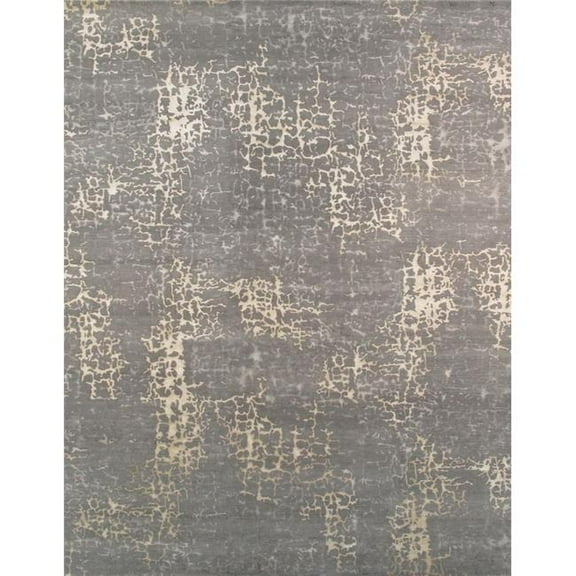 Modern Collection Hand-Knotted Grey Silk & Wool Area Rug- 2' 0' X 3' 0'
