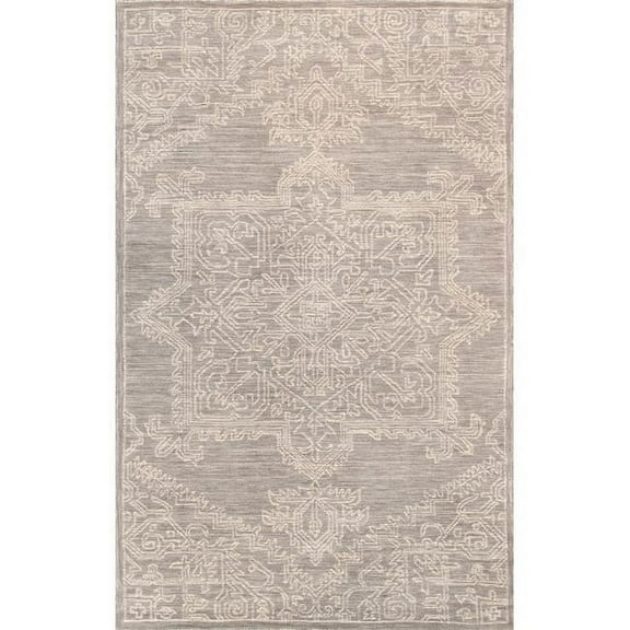 Modern Collection Hand-Tufted Bamboo Silk & Wool Area Rug - Silver - 9' 9' X 13' 9'