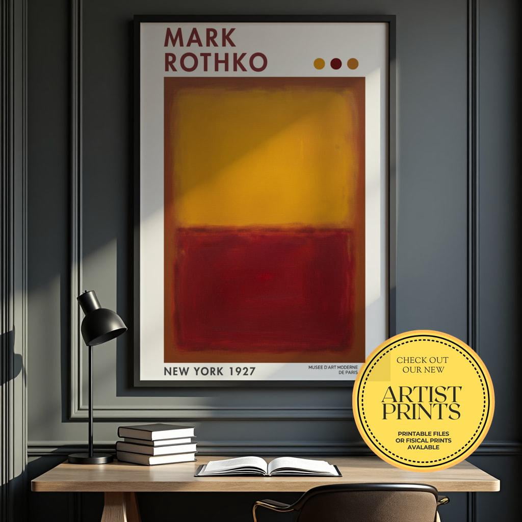 Modern Color Field Red Yellow Wall Art Golden Saffron Color Field ...