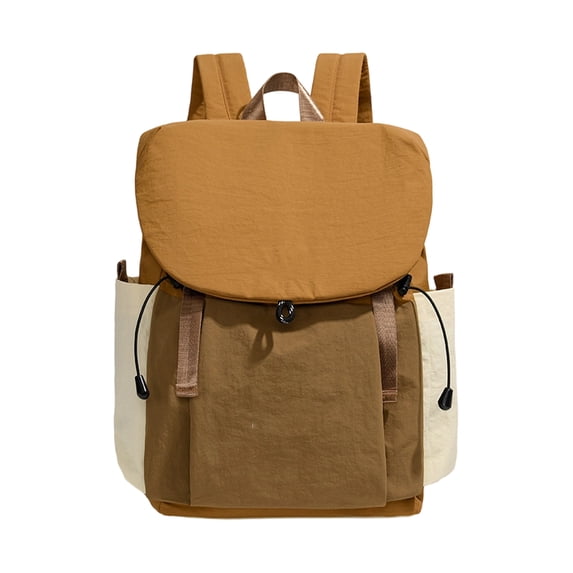 Modern Colorblock Flap Backpack for Teens Aesthetic Multi-Pocket School Bag for High School and College Lightweight Travel Daypack for Daily School Commuting