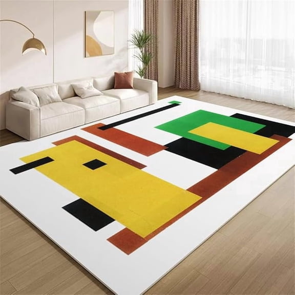 Modern Colorful Geometry Area Rug Retro Multicolor Aesthetic Rugs Soft Washable Non Slip Carpet for Teens Boys Girls Kids Room Living Room Bedroom Entry Floor Mats 2 x 3ft