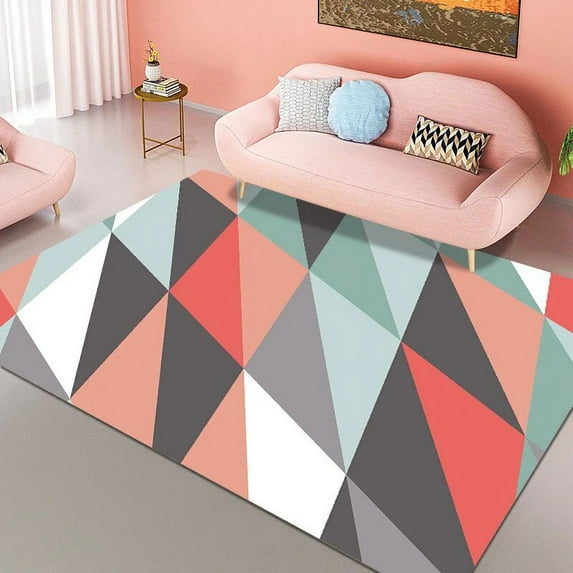 Modern Colorful Geometry Carpet Bedroom Decoration Sofa Bedside Carpets Living Room Area Rug Lounge Checkroom Non-slip Floor Mat