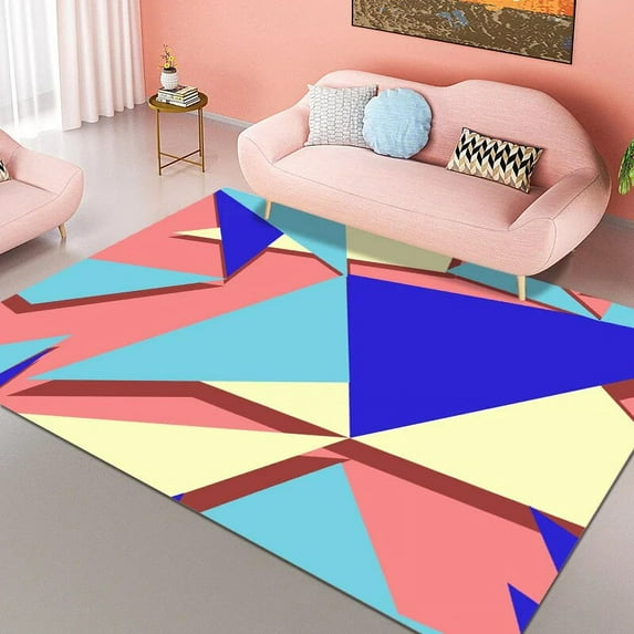 Modern Colorful Geometry Carpet Bedroom Decoration Sofa Bedside Carpets Living Room Area Rug Lounge Checkroom Non-slip Floor Mat