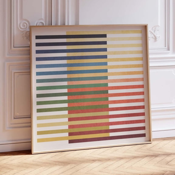Modern Colorful Line Art Square Print, Stretched Canvas 12x16in